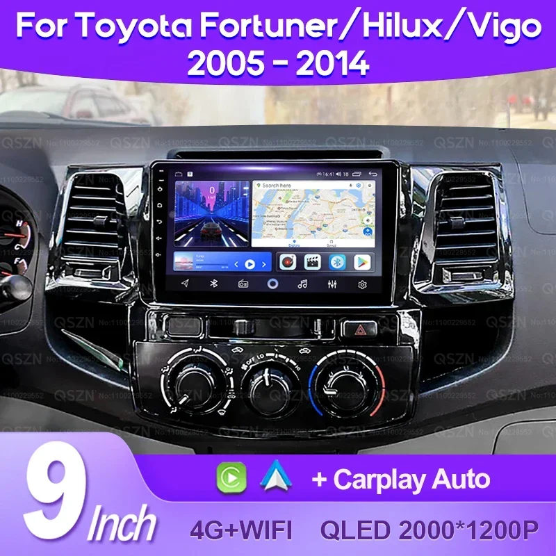 QSZN For Toyota Fortuner 1 AN50 AN60 HILUX Revo Vigo 2005-2014 Car Radio Android 13 Multimedia Video Player CarPlay Auto 4G GPS