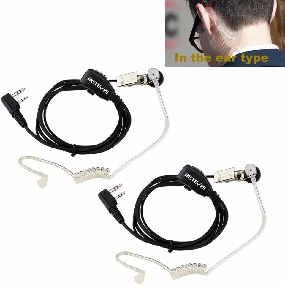 Retevis EAK001 Walkie Talkie Headset 2Pin Air Tube PTT Headphone Radio for Baofeng UV-5R BF-88E Retevis RT622  TYT