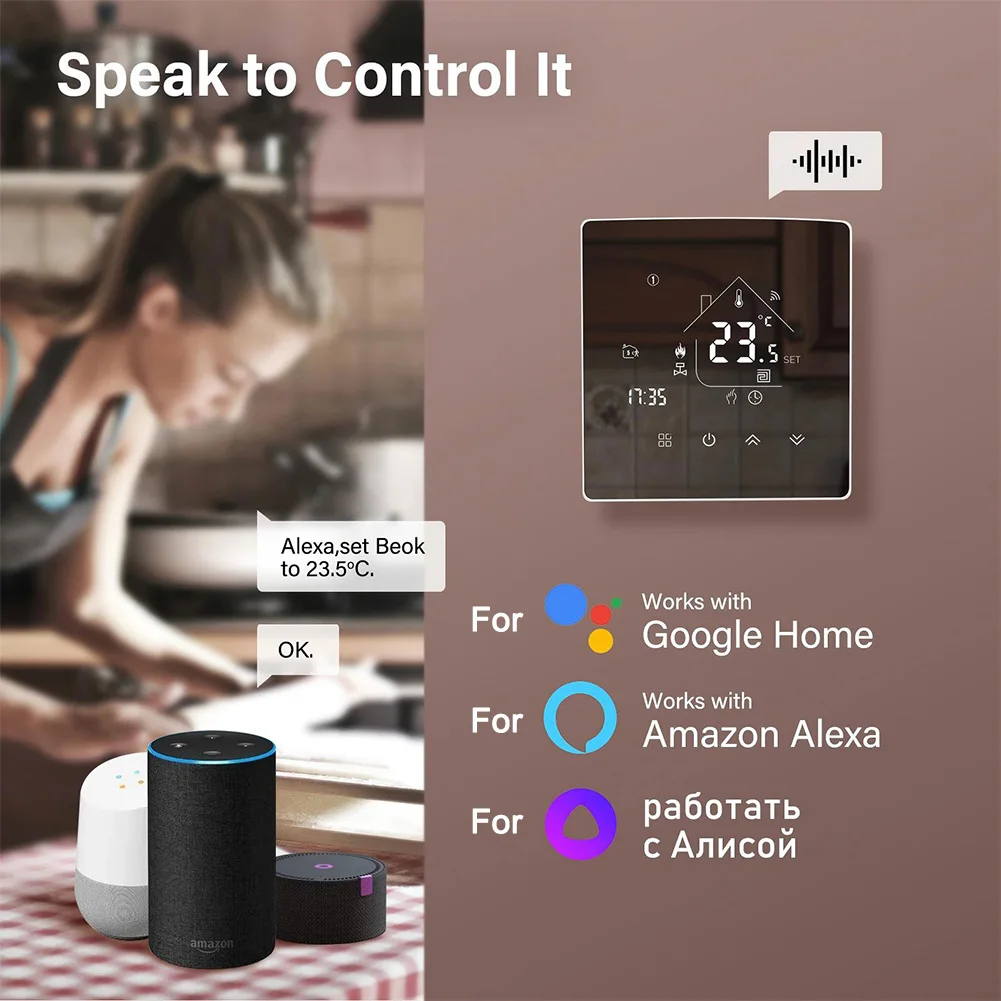 Boiler Control Heating Thermostat Programmable Schedule 5 C-95 C App Remote Control Energy Saving Mode Frost Protection