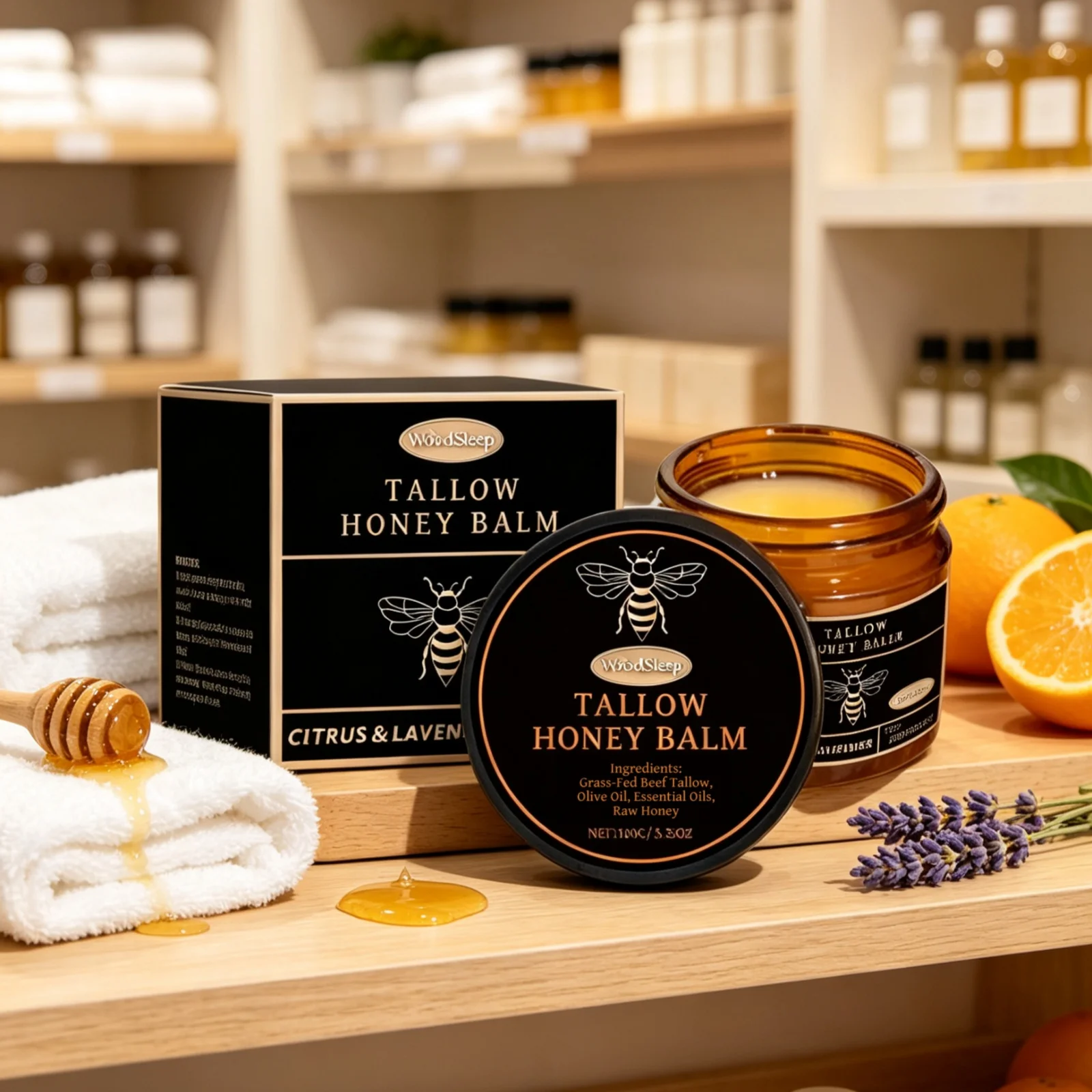 WoodSleep Tallow Honey Balm Dry Skin Skincare Deep Nourishing Long Lasting Moisture Fast Absorbing Refreshing Natural Skin Balm