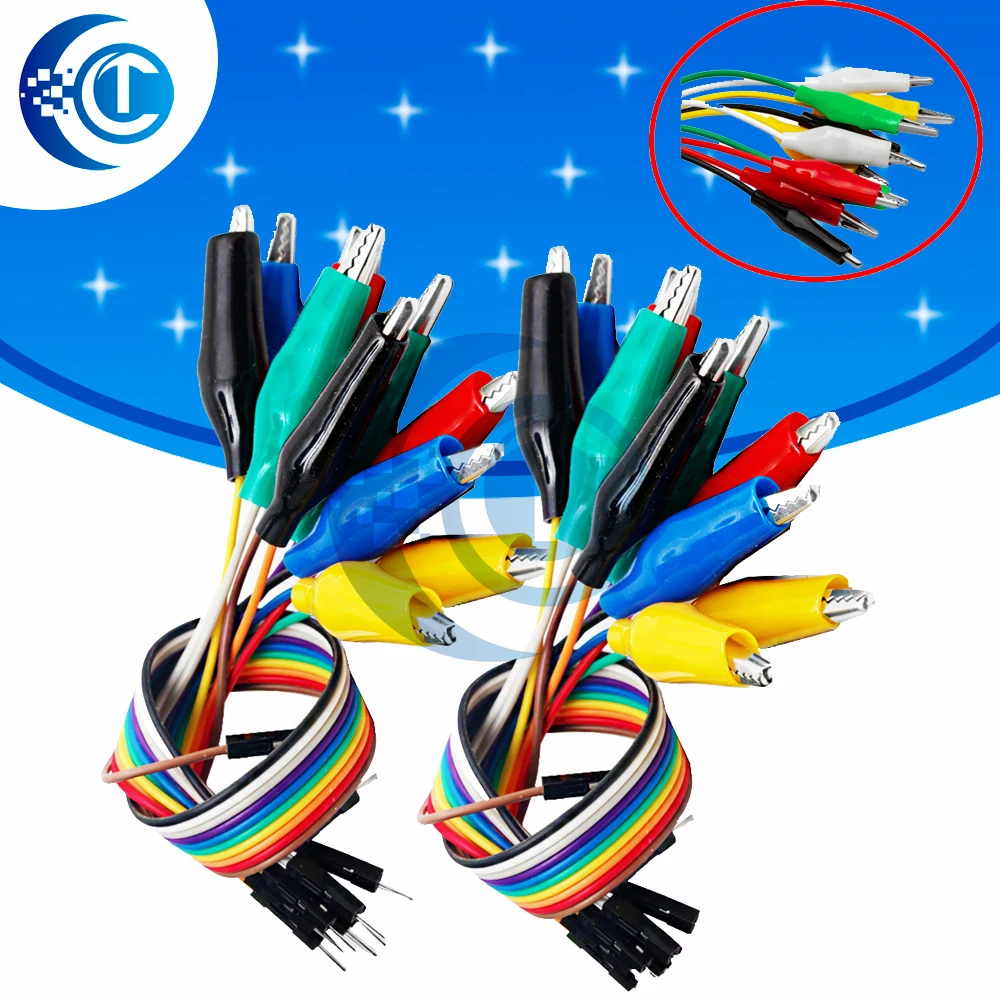 10-Pin Male to Female Alligator Clip Test Jumper Wires, 20cm Test Leads