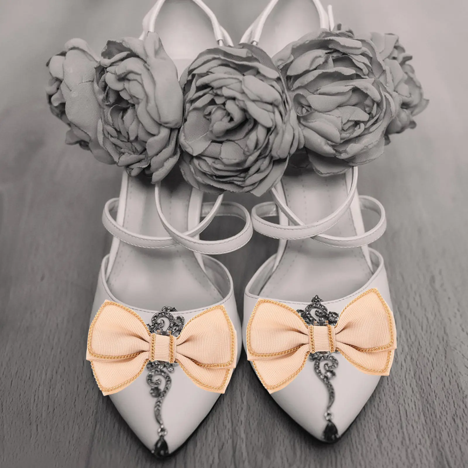2Pcs Bowknot Shoe Clips Elegant Clip-on Buckles for Heels Flats Sandals Fashionable Shoe Accessory Charm High Heel Bow Clips