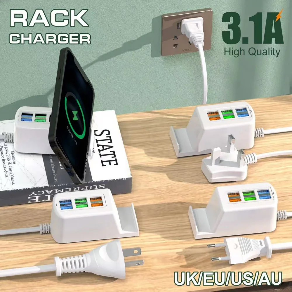 3.1A Muti Ports USB Charger Power Strip Type C Fast Charging Charger Adapter Quick Charge 3.0 EU/US/UK Plug Wall Charger Socket