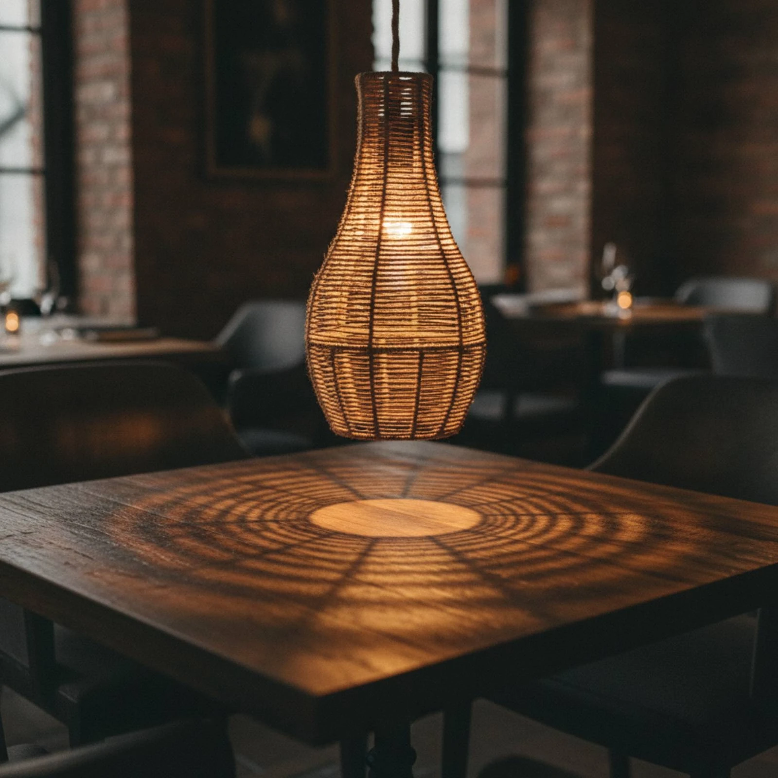 Woven Pendant Lampshade Rustic Paper Rope Lampshade Woven Lamp Shade Beige Gourd Pendant Shade Cozy for Dining Room, Restaurant