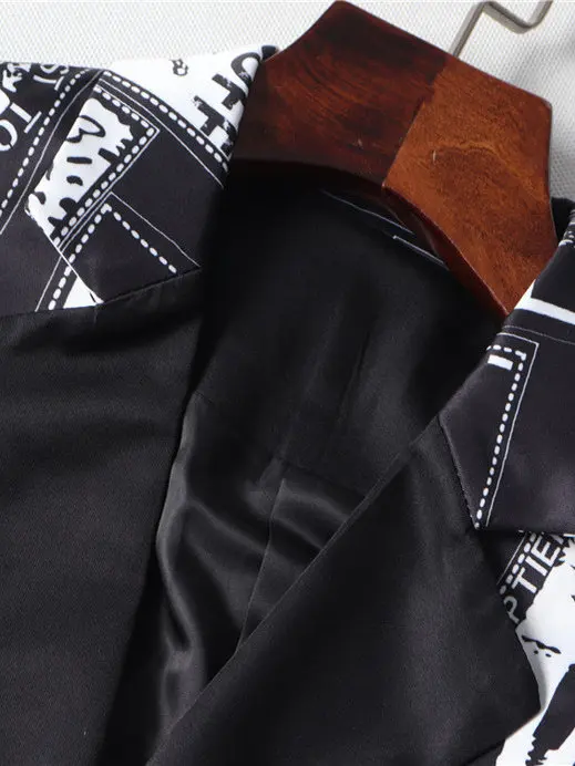New Letter pattern contrasting color medium long windbreaker Coats  jacket