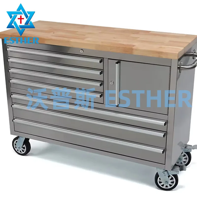 Airow 48 Stainless Steel Workbench with Drawers - Heavy Duty Garage and Workshop Workbench