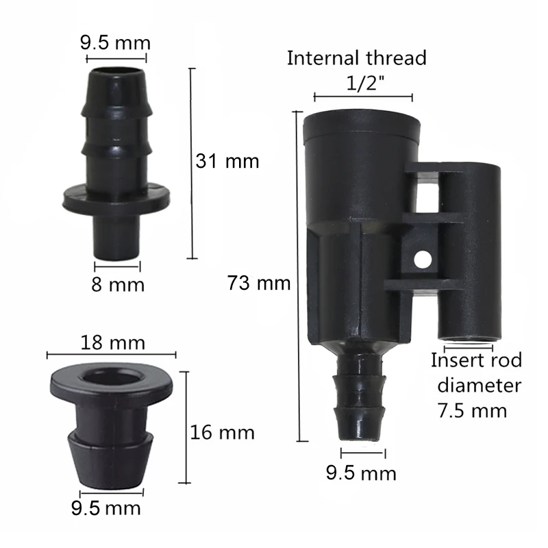 5 Sets Internal thread nozzle holder Atomizing nozzle water connectors 1/2' 9 mm hose accessories 3 Pcs/set