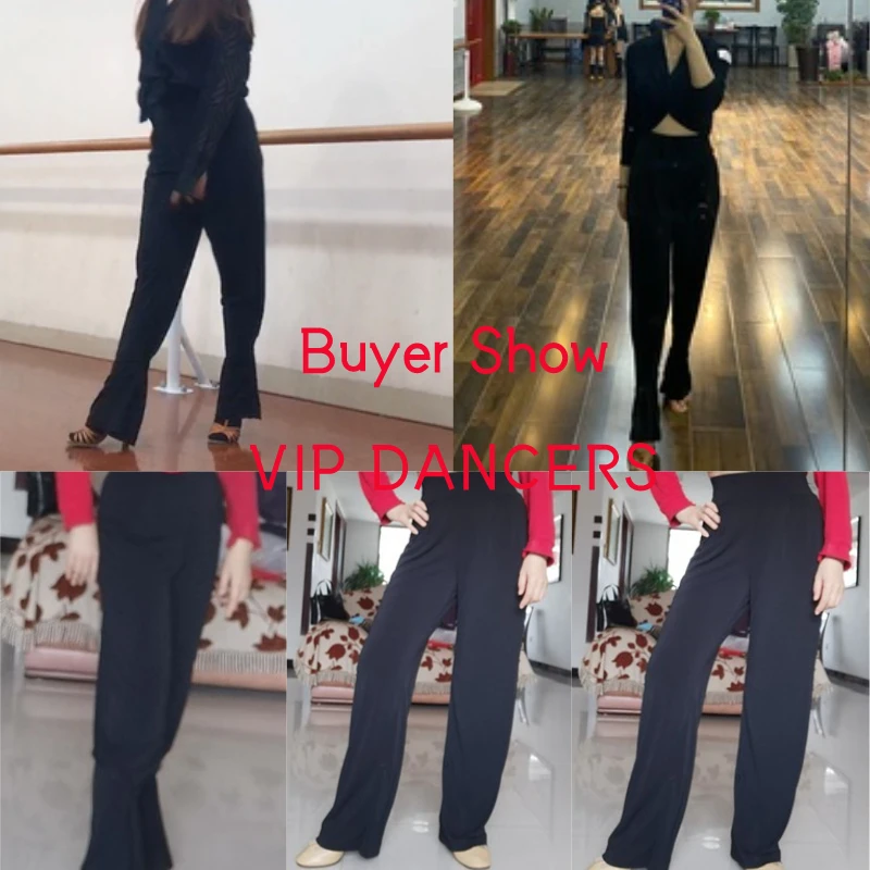 New High Waist Pants Wide Legs Leggings Women Latin Dance Pants Adult Female Modern Dance Pants Stage Performance Pants SL5125