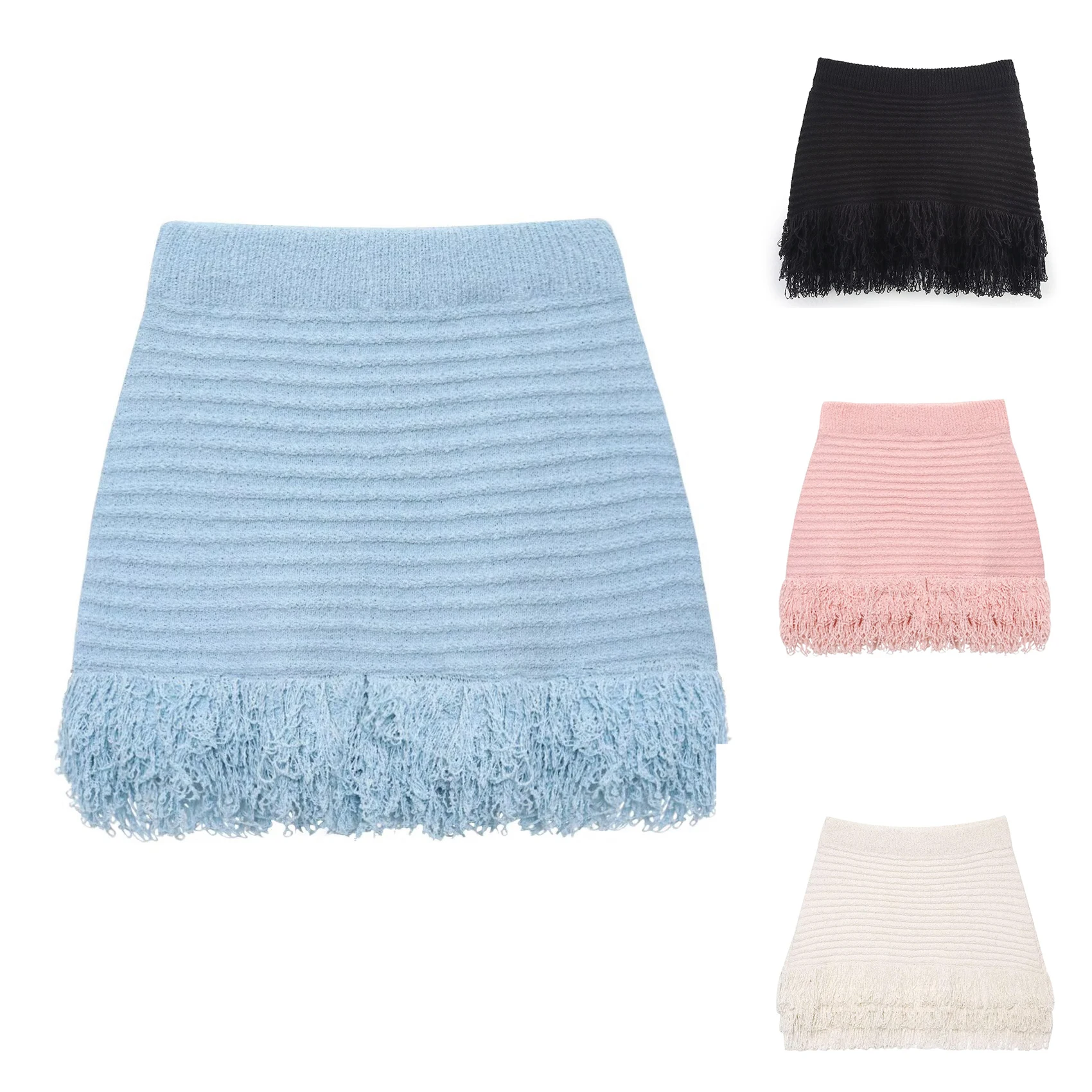 A09P المرأة شرابة جوفاء تنورة قصيرة متماسكة