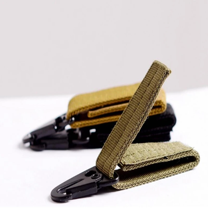 3PCS Tactical Carabiner EDC Keychain Molle Hook Webbing Carabiner Backpack Belt Hook Hanging Buckle Nylon Belt Keeper Key Holder