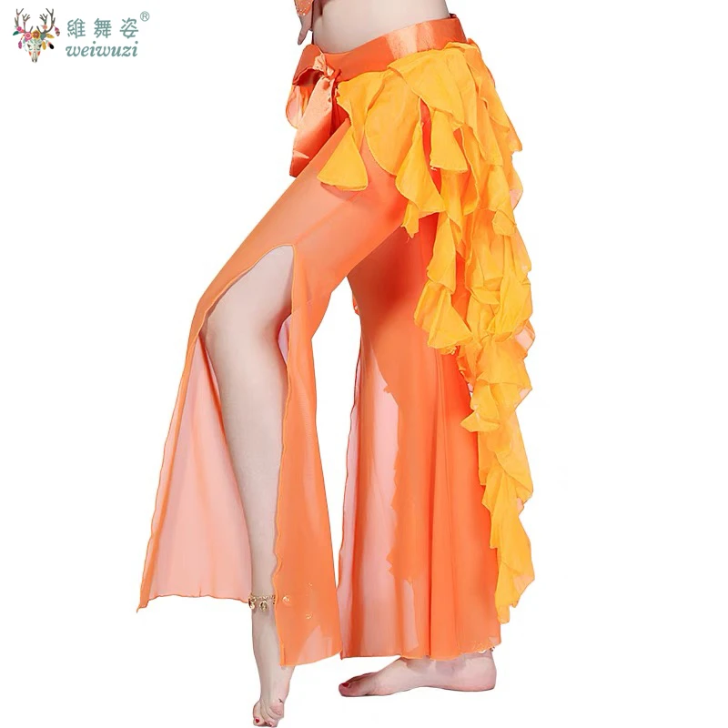 Belly Dance Hip Scarf Chiffon Nine-Tailed Fox's Tail Women Indian Dance Skirt Belt Oriental Dance Accessories for Performances
