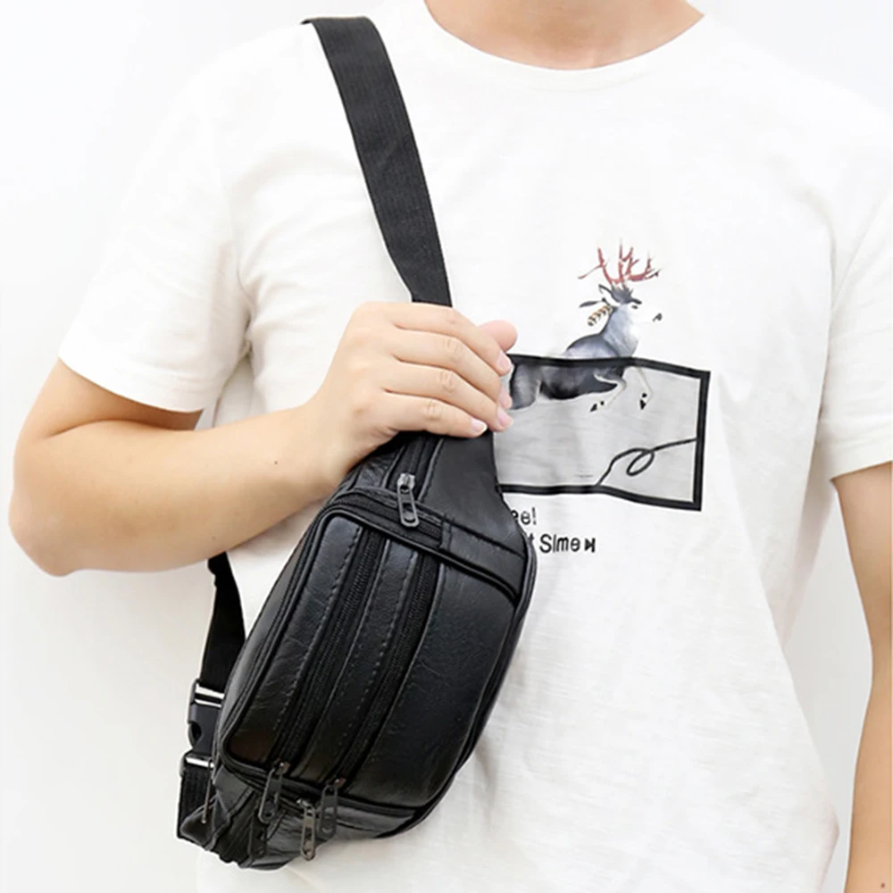 

Fashion Men Genuine Leather Fanny Bag for Phone Pouch Male Leather Messenger Bags Brand Fanny Pack Male Travel Waist Bag Men