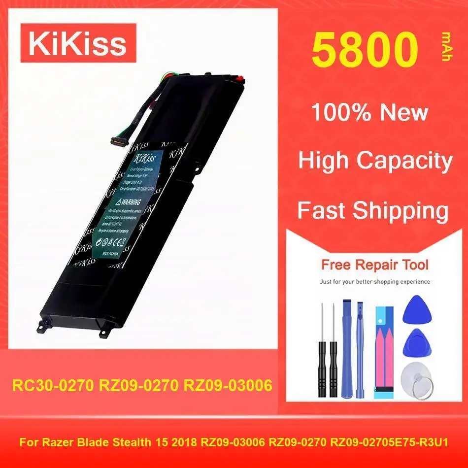 

Kikiss Battery 5800Mah RC30-0270 RZ09-0270 RZ09-03006 For Razer Blade Stealth 15 2018 RZ09-02705E75-R3U1