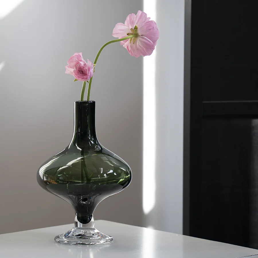 

Vintage high-end glass vase ornament, water-raised flower art, medieval flower utensils, small-diameter flower vases
