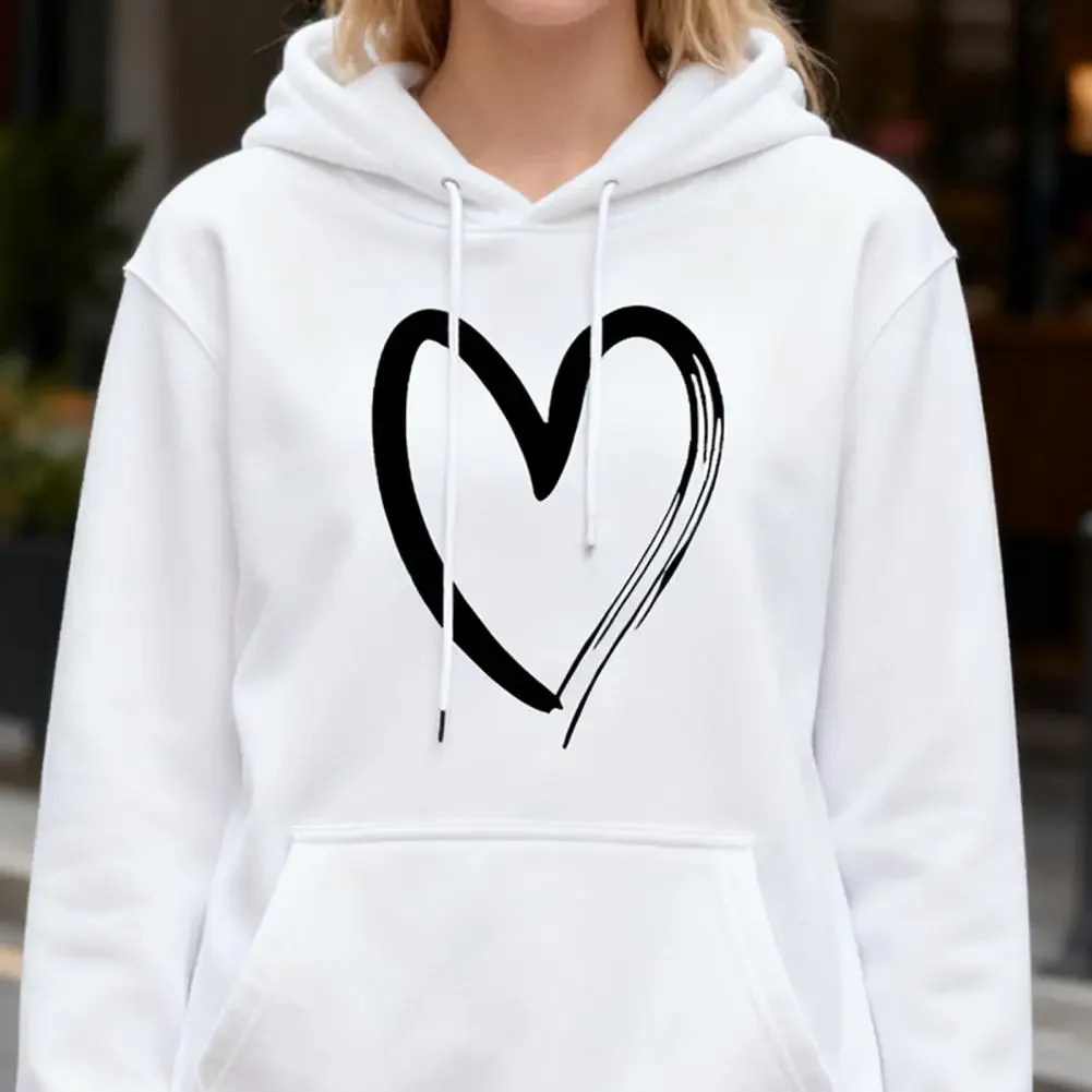 Women Women Polyester Hoodie Women Sweatshirt Women Heart Print Hoodie Pullover Oversized Fleece Lined Sweatshirt with For Fall Cheap - Aliexpress Deal
