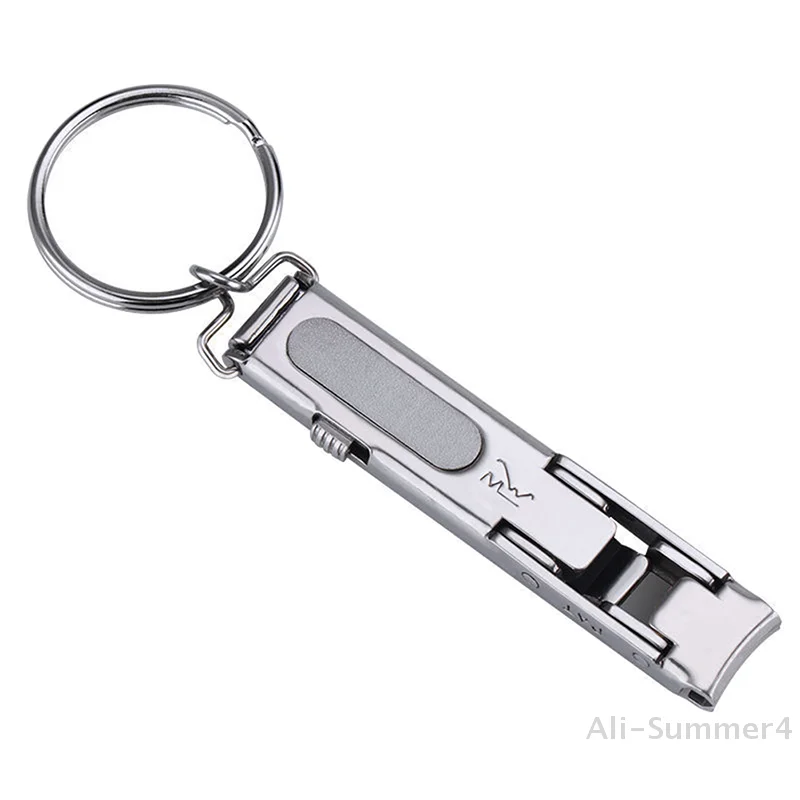 1PC 超薄型爪切り折りたたみ式ポータブル旅行爪切りキーホルダー爪はさみカッターステンレス鋼マニキュアツール