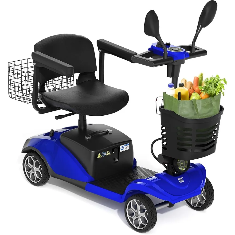 

4-колесный самокат для пожилых людей и взрослых, складной электрический самокат для путешествий со съемной батареей, съемная корзина