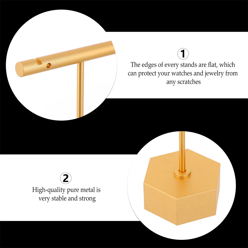 

1pc Sturdy Metal Jewelry Display Stand Bracelets Watches Rack Earring Storage Shelf T-Bar Necklace Holder Solid Bangle Stand For