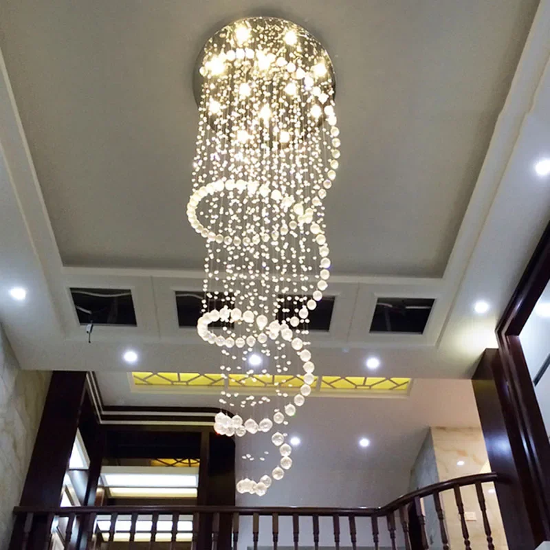 Double Spiral Crystal LED Ceiling Chandelier Hanging Suspension Light For Bedroom Living Dinning Room Corridor Staircase Fixture