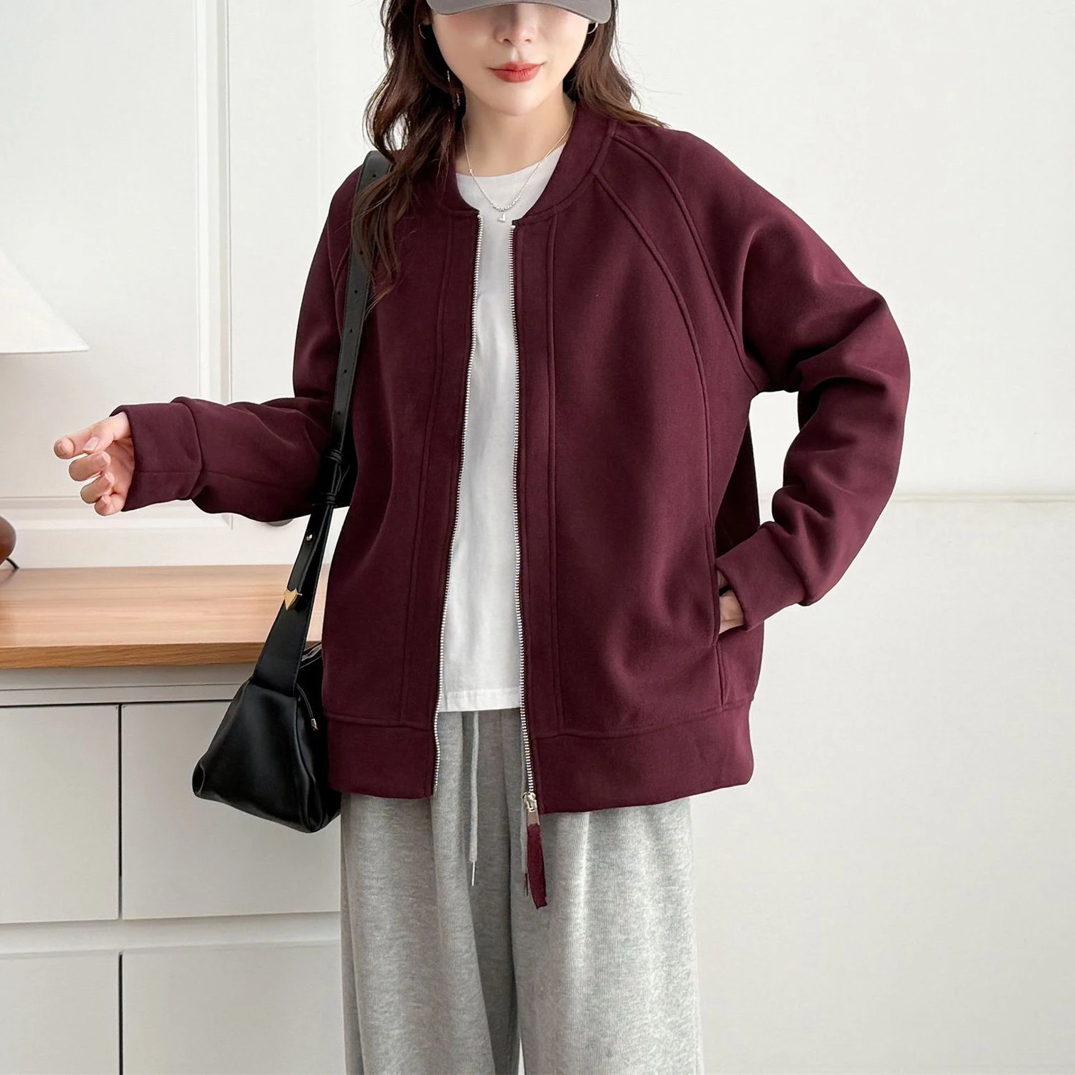 

XXXXL Fashion Plus Size Women's Baseball Jacket Autumn New Simple Casual Solid Color Sports Zipper Coat 8807