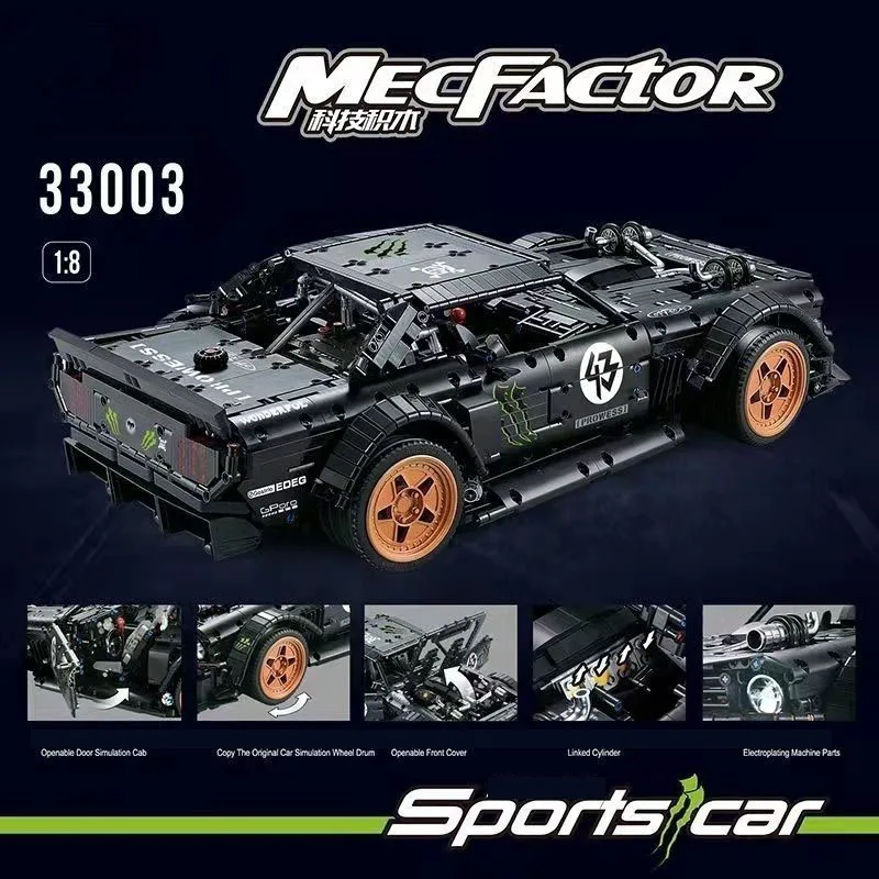 

Techniacl 1:8 Scale Muscle Sport Car Building Block Mustangs Racing Model kITS Vehicle Steam Bricks Toys Collection For Gifts