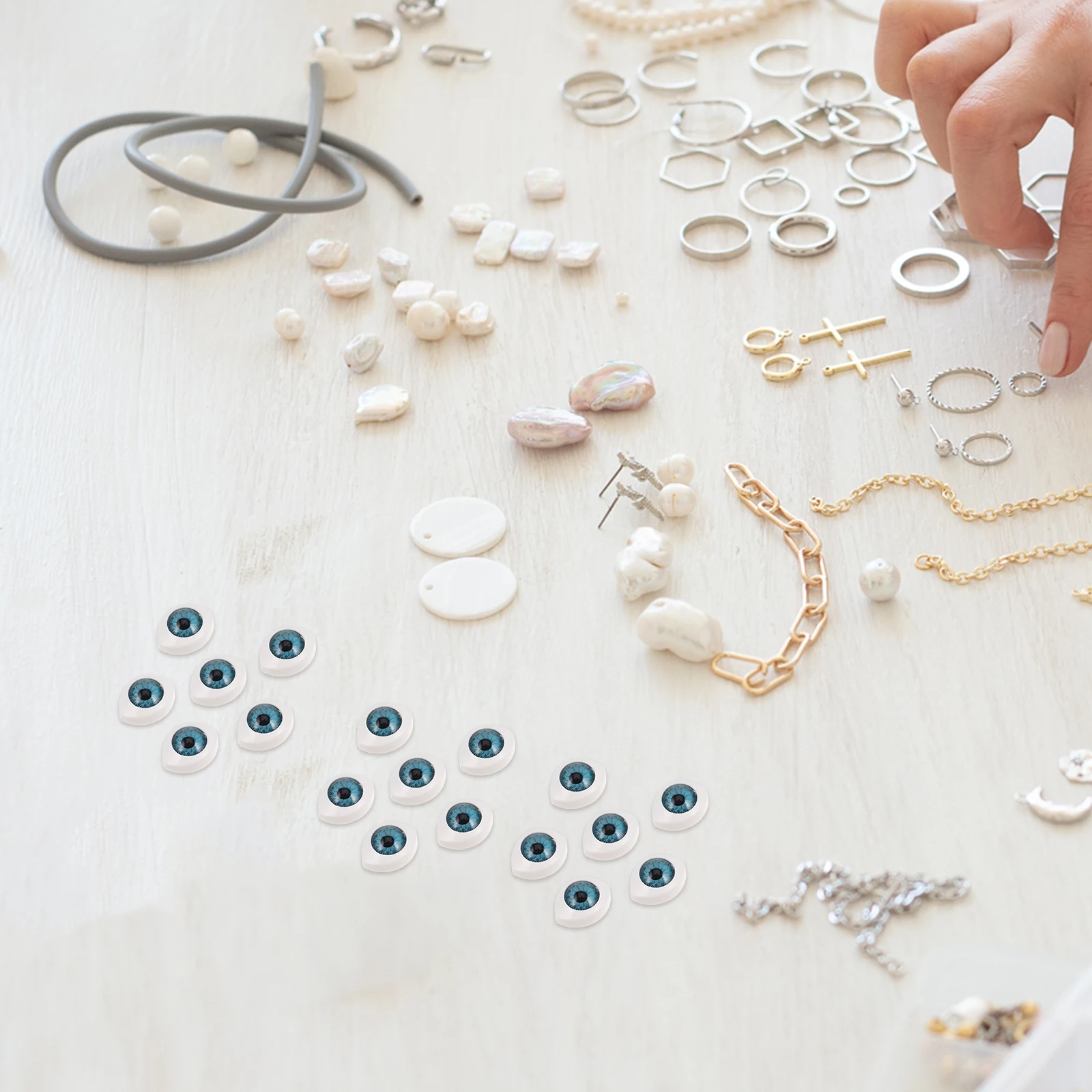 100 قطعة من مقلة العين نصف الكرة خياطة عيون بيضاوية وهمية للحرف اليدوية لعبة خلفية ذاتية الصنع