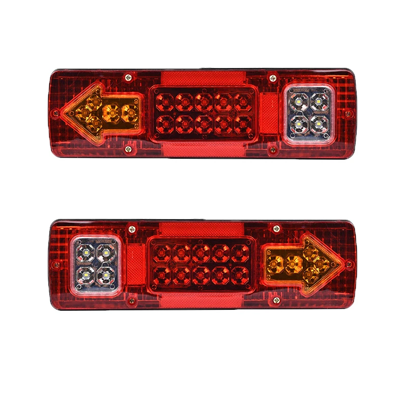 2X All in One Rear Tail Lamp 19 LED Turn Signal Stop Brake Reversing Lights 12V 24V Truck Lorry Tractor Pickup Bus Car Motorhome