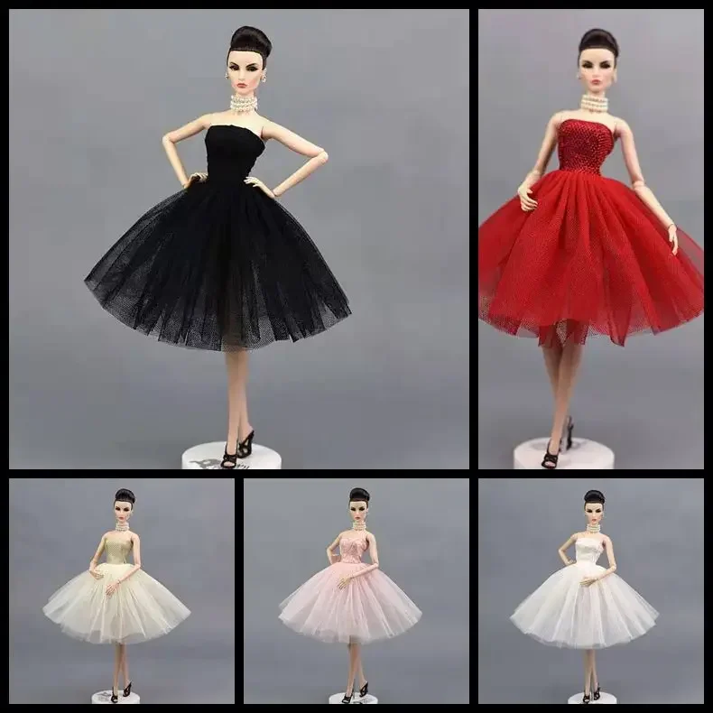 Fashion Princess Dress for Barbie Clothes Short Ballet Dresses Tutu Evening Party Gown Vestido 1/6 BJD Doll Accessories Kids Toy