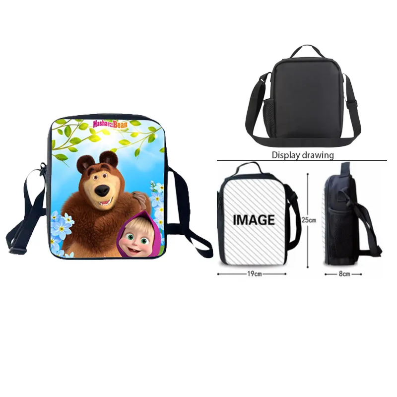 Masha and the bear Cartoon Characters Children\'s Single Shoulder Crossbody Bag Large Capacity Simple Elementary School Students