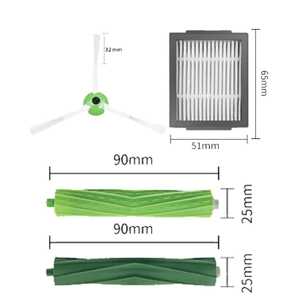 Szczotka główna + filtr + szczotka boczna z wysokim włóknem do odkurzacza robota IRobot Roomba I7 E5 E6 E7 Części zamienne