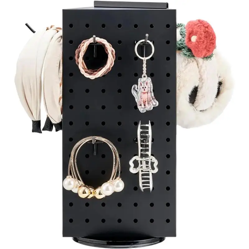 custom.Rotating Pegboard Display Stand: 3-Sided, Perforated-Retail to Showcase Small Goods