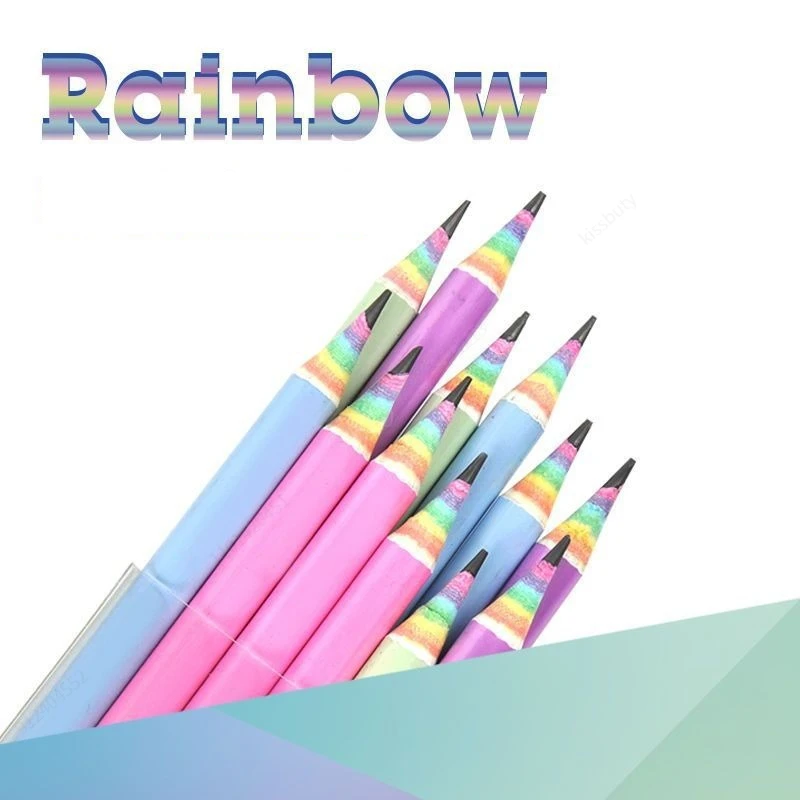 12 Packs Children's rainbow paper HB Pencil Environmentally Friendly Non-toxic Pencils Writing And Painting School Stationery