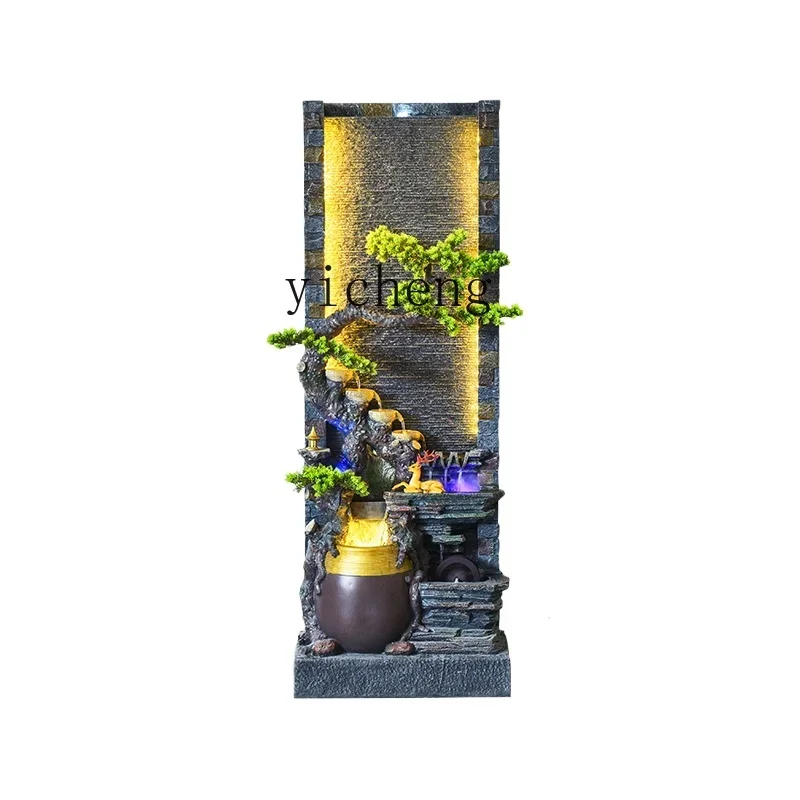 

TQH gift water curtain wall running water screen rockery fountain ornament opening housewarming feng shui wheel circulation