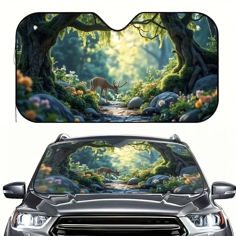 

1 шт. Солнцезащитный козырек для автомобиля Mystical Forest — выдвижной, работает одной рукой, быстроразъемное автоматическое снаряжение, защита от солнца для седанов и внедорожников,