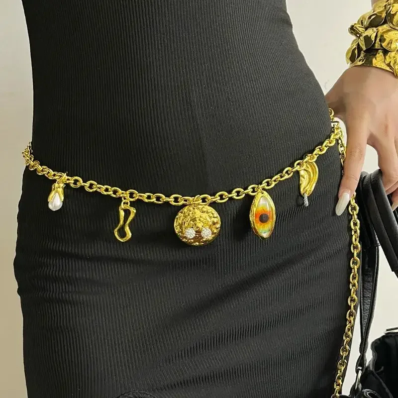 شخصية مزاجه سبيكة عيون الوجه سحر قلادة للنساء الأزياء والمجوهرات الجدة تصميم الخصر سلسلة الملحقات