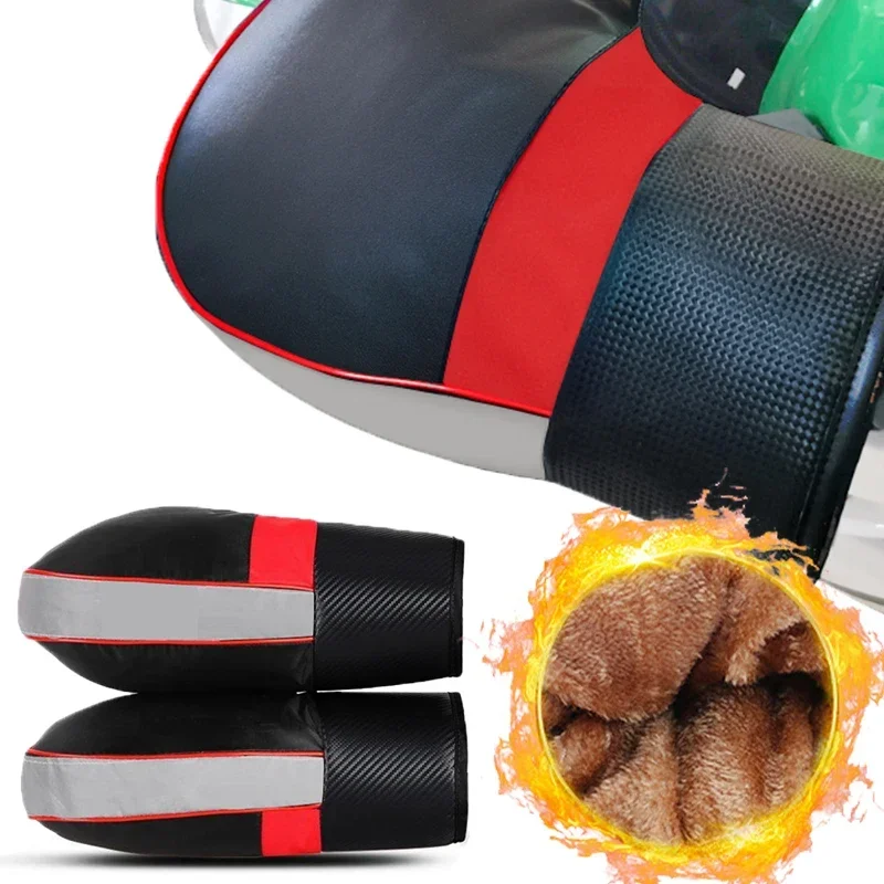 Autumn and Winter Cycling Gloves PU Material Waterproof Electric Vehicle Motorcycle Grips Thickened Cotton Gloves Spot Wholesale