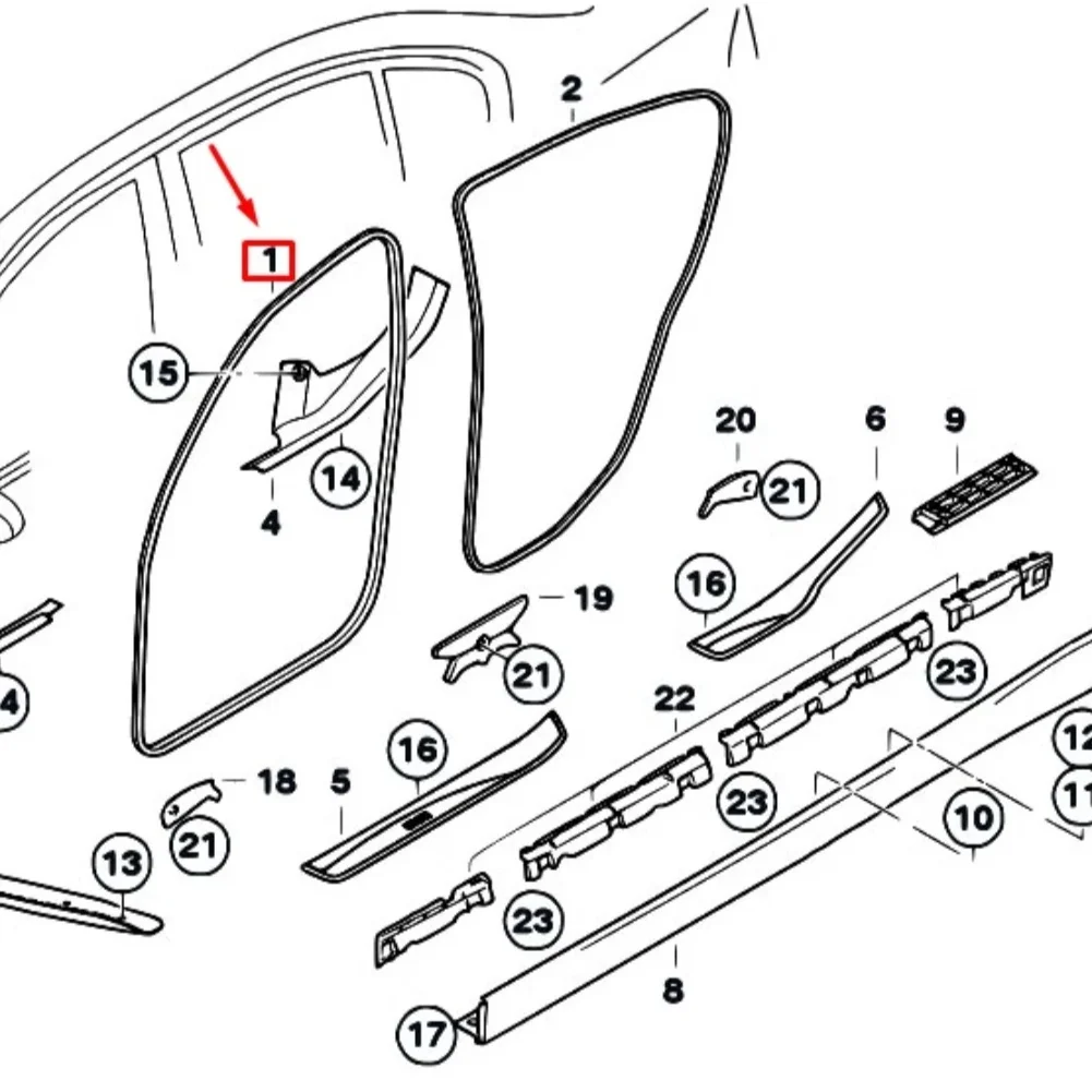 OEM Spec Front Door Body Strip Seal for BMW For E90 For E91 Produced Between 2004 and 2011 Part Number 51727247258