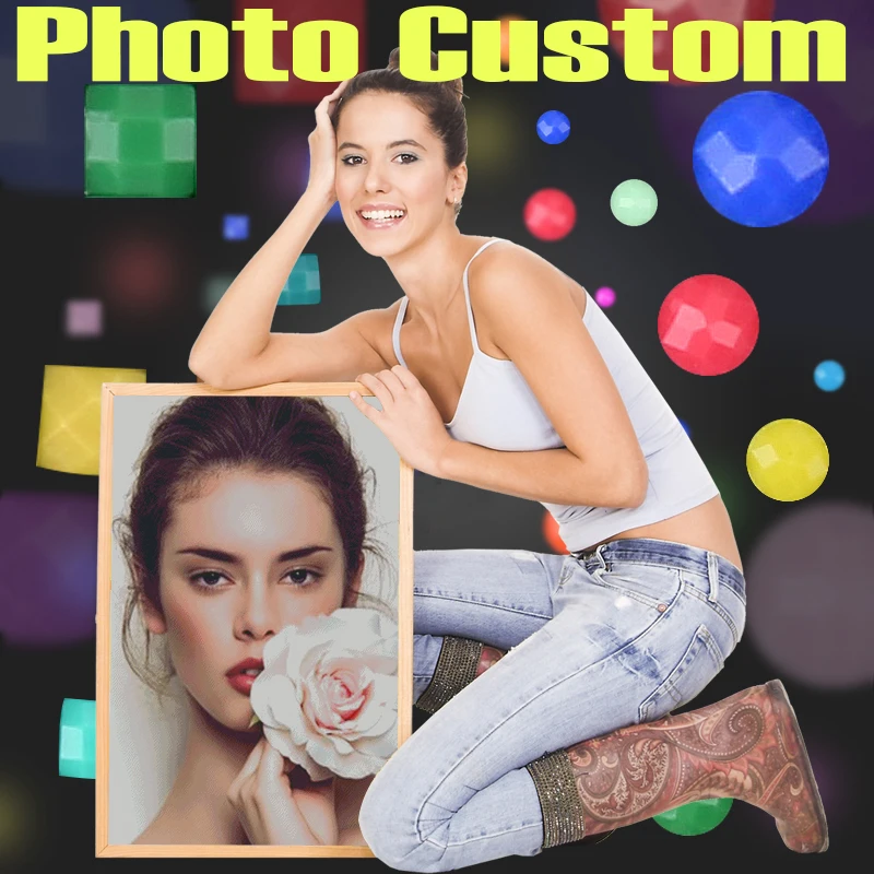 HOMFUN Photo Custom Diamond Embroidery Full Square/Round Crystal Diamond Painting Cross Stitch Diamond Mosaic Kits Birthday Gift