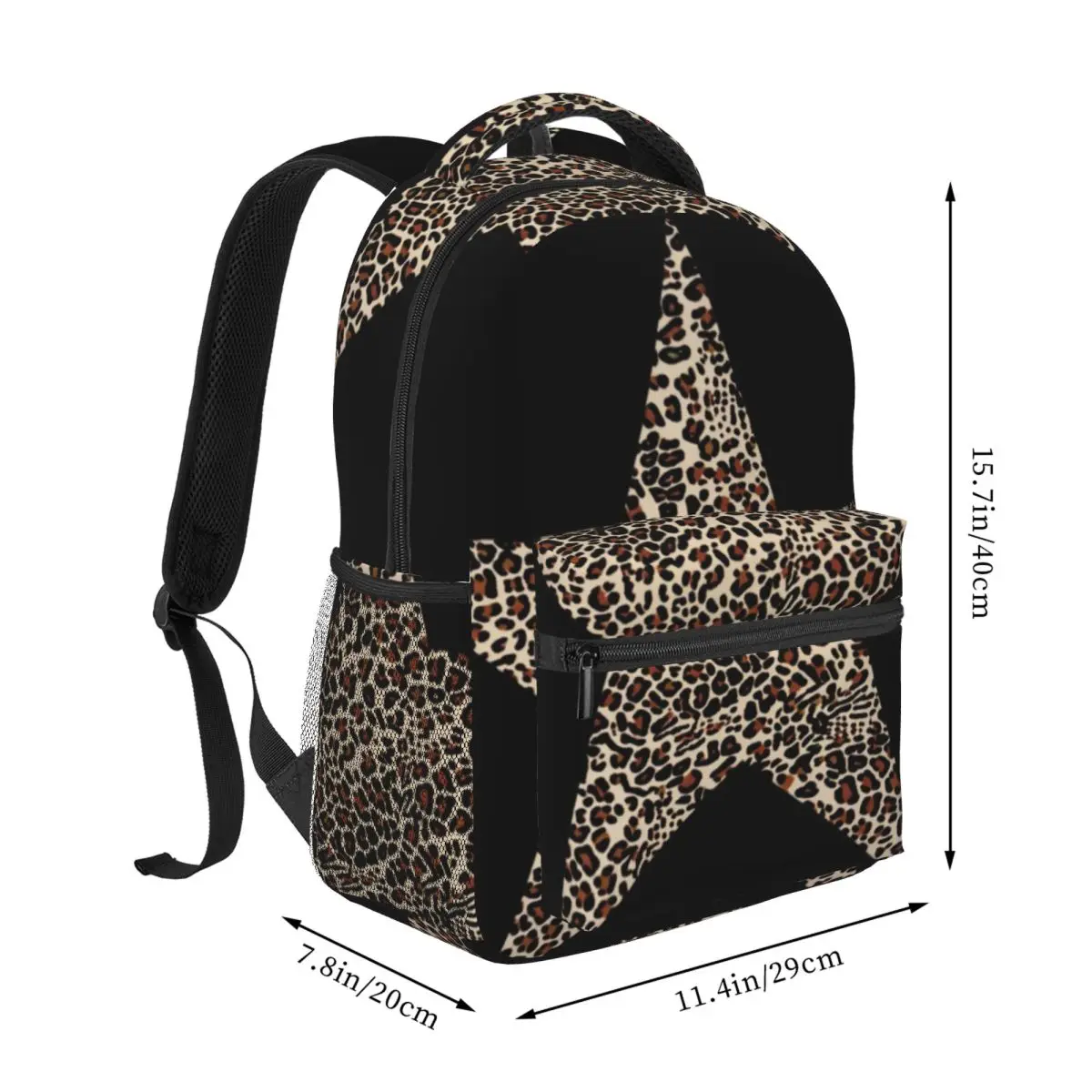 Galaxy Space Backpack Center Leopard Print Star Western Animal Print Cream Brown Black Trendy Bookbag for Women Girls College