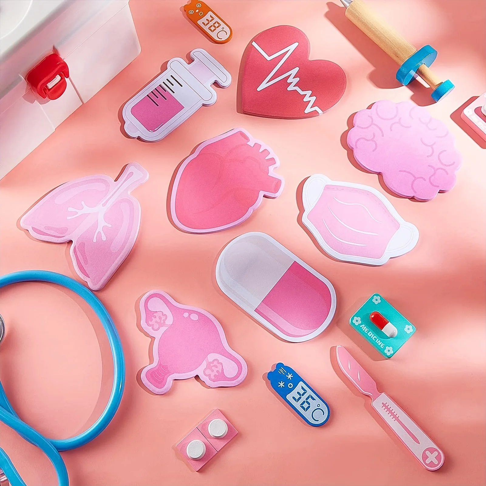 Children's Health Care Theme Combination Notes Simple Simulation Set Strong Sticky Notepad Can Tear Ordinary Post-it.