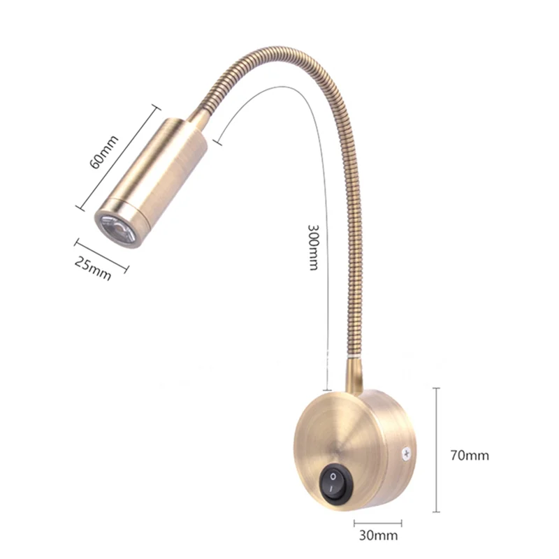

NOCM Wall-Mounted Reading Lamp Wall Lamp Hose Bedside Lamp Switch Control Minimalist Style Wall Lamp(Gold EU Plug)