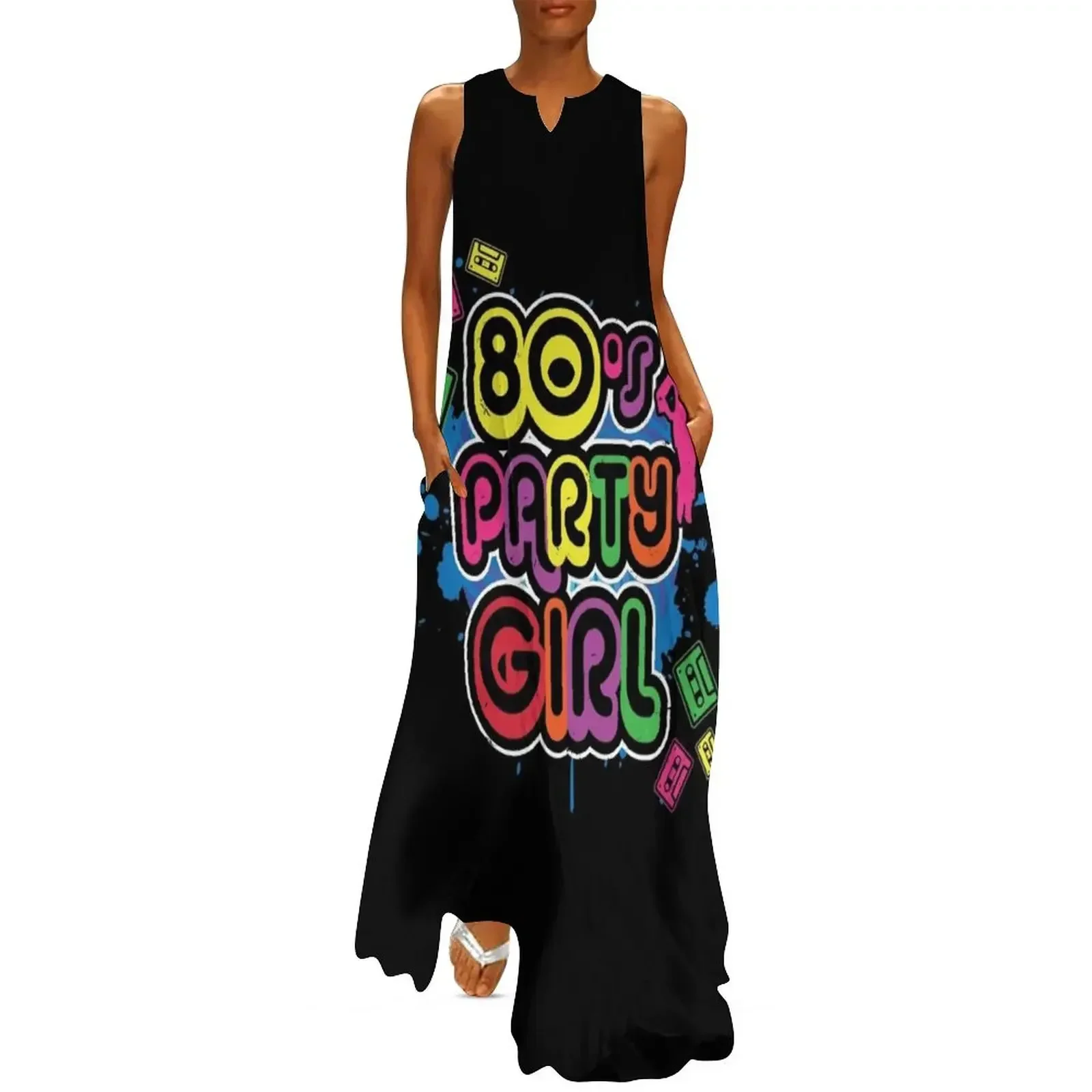 

80s Party Girl Vintage Retro Eighties Costume Long Dress elegant dress summer dresses women 2025 women's summer jumpsuit Dress