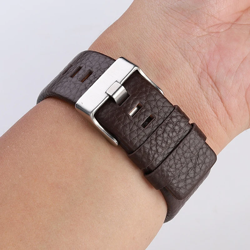 High Quality Soft Calfskin Strap Mens Chain For Diesel DZ1089 DZ1123 DZ1132 Substitute Convex Strap30*22mm 30mm*20 28*20mm Black