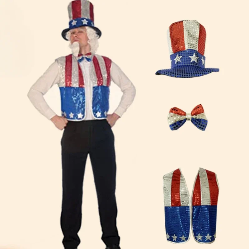 Hot-selling New American Independence Day Decorative Men\'s Set Party National Day Event Sam Uncle Cos Playup Costume