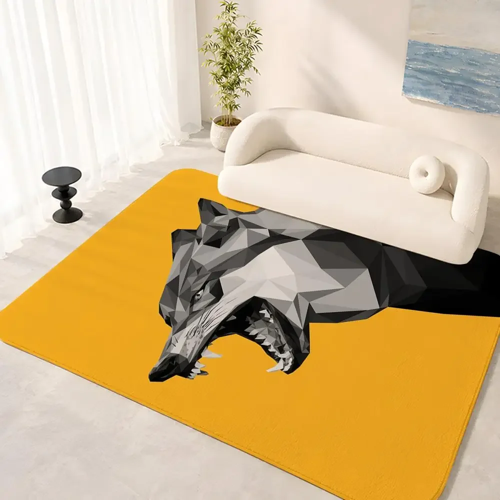 Animal in Geometric Style Emoticons Floor Mat Floor Mat Soft Flannel Non-Slip Door  Rug for Living Room
