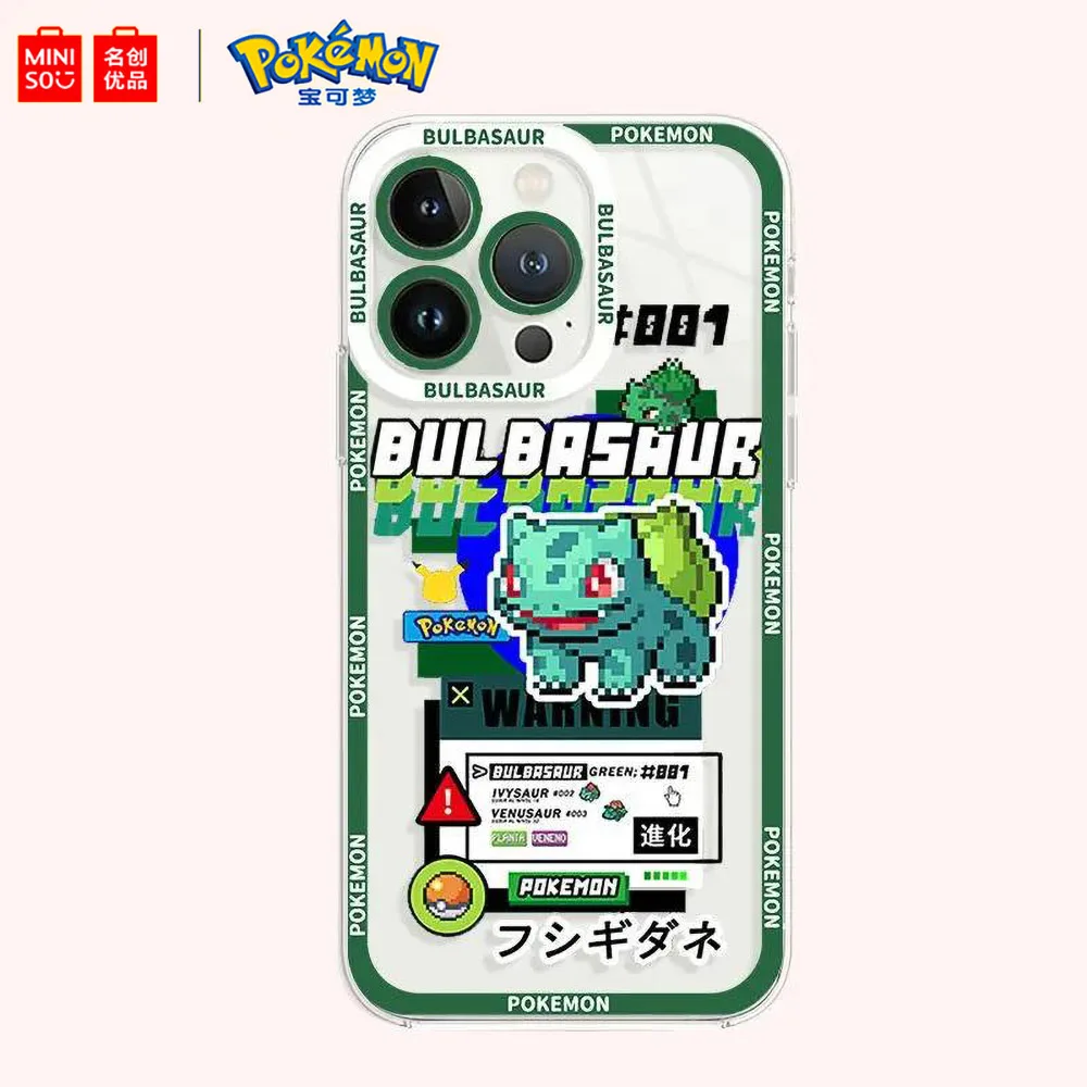 Miniso Pokemon Collaboration Pikachu Gengar Phone Case For iPhone 15 14 13 11 12 16 Pro Max Plus X XR Girl Silicone Phone Case