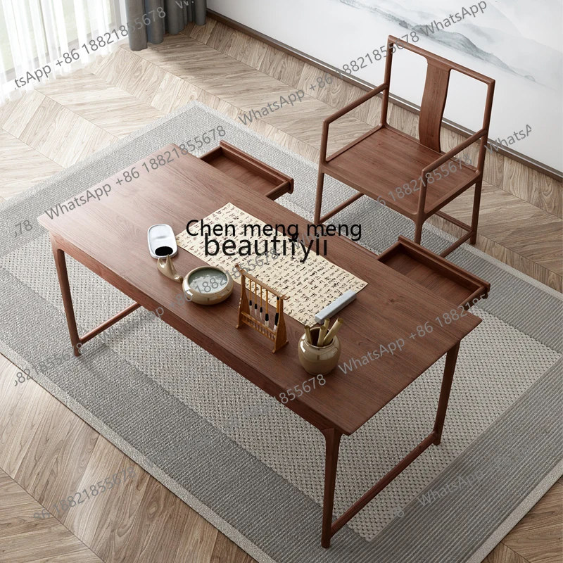 Black walnut desk study living room calligraphy table new Chinese solid wood office computer desk