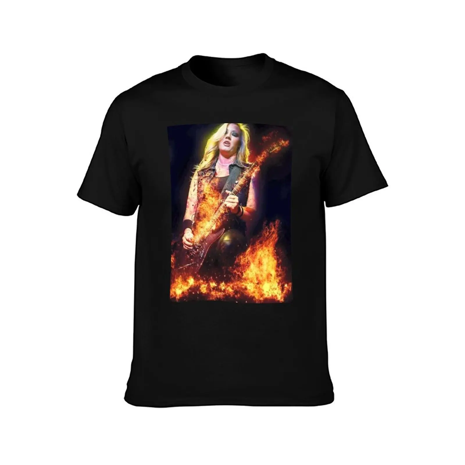 Nita Strauss Is On Fire T-Shirt Summer Casual Cotton Tee Oversized Streetwear Tops Vintage Graphic Print Unisex Men Women