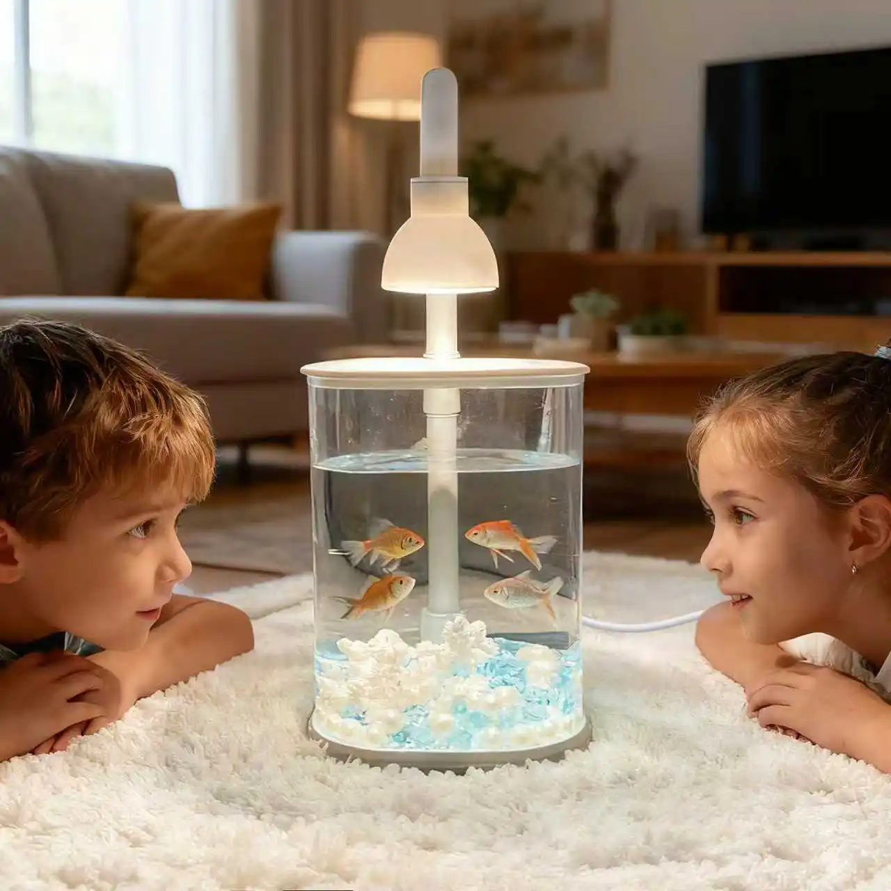 خزان الأسماك الصغيرة القتال خزان الأسماك منضدية السلاحف خزان ذهبية مع ضوء حفلة هدية الكريسماس فكرة للأطفال كاتب كيت #2