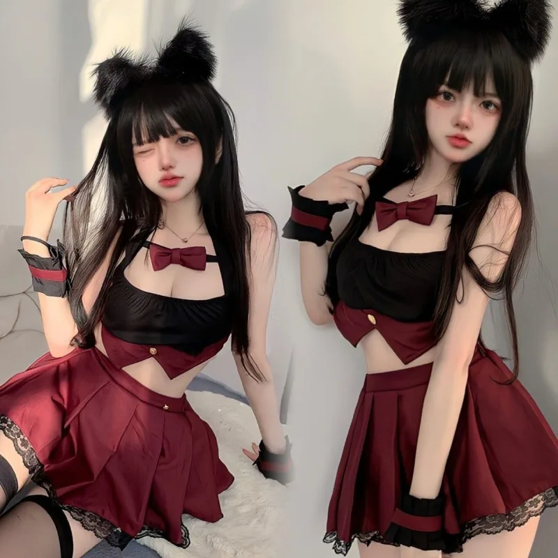 Japanese Sexy College Style Role Play Student Set Cute Perspective Teasing JK Erotic Uniform Super Short Skirt Couple Temptation